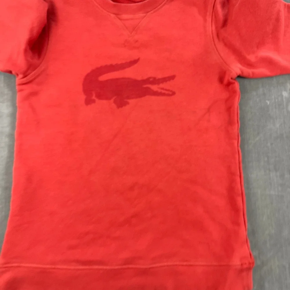 Lacoste Kids 8 Red Sweatshirt Big Logo Pullover Crew Neck Long Sleeve